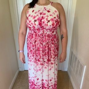 Floral Pink and White Maxi Dress